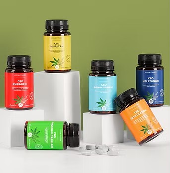Gamme de gélules CBD Cannaflex : Énergie, Migracan, Bonne Humeur, Mélatonine