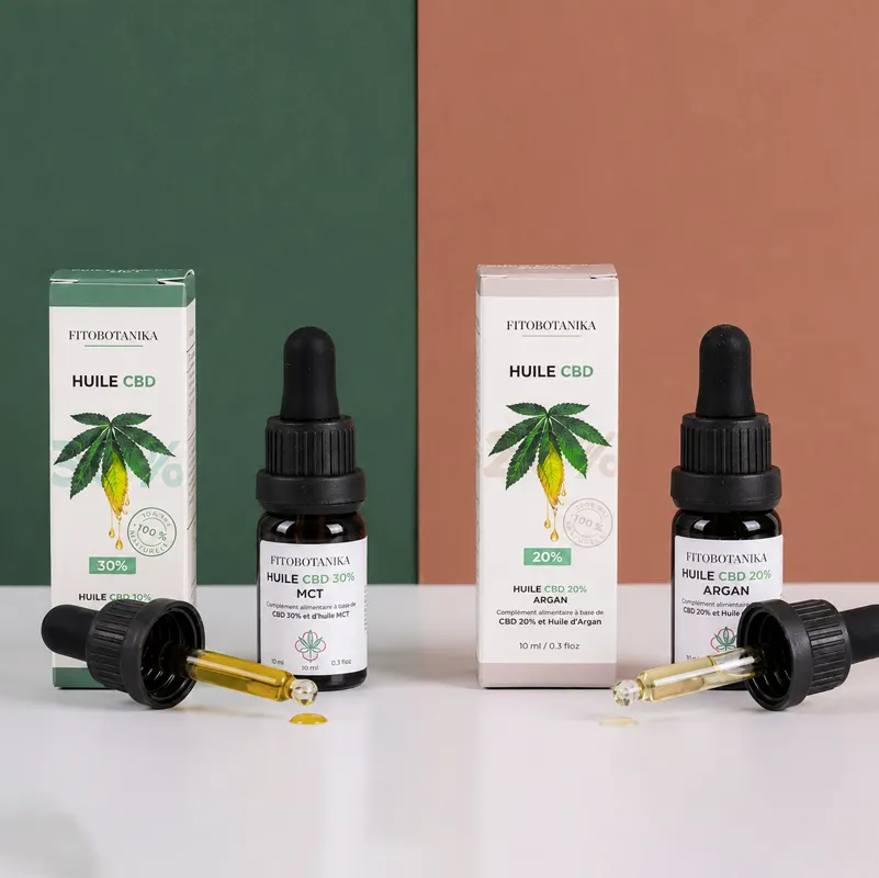 Flacons compte-gouttes d’huile CBD Fitobotanika, 20 % et 30 %